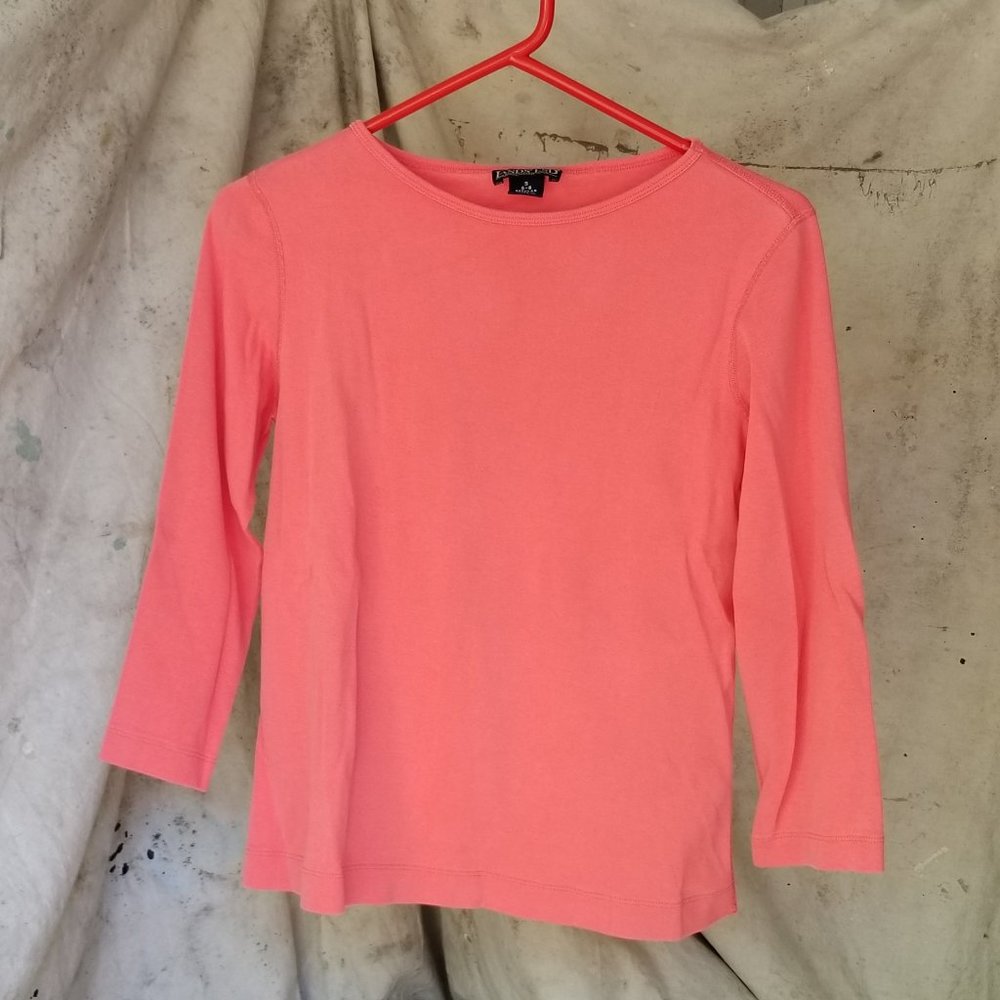 Vintage Lands’ End Peach Long Sleeve Soft Cotton Tee Size S